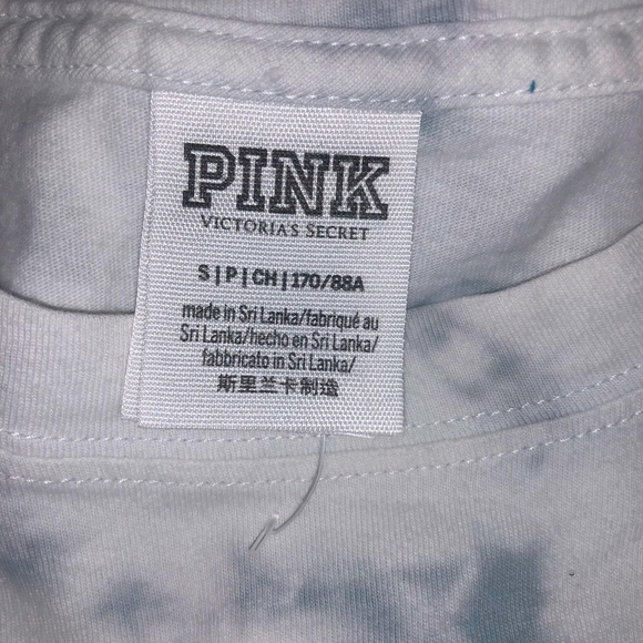 NWOT PINK VS Super Cute Tie Dye Long Sleeve Pullover T-Shirt Steel Blue SZ S - Picture 6 of 7